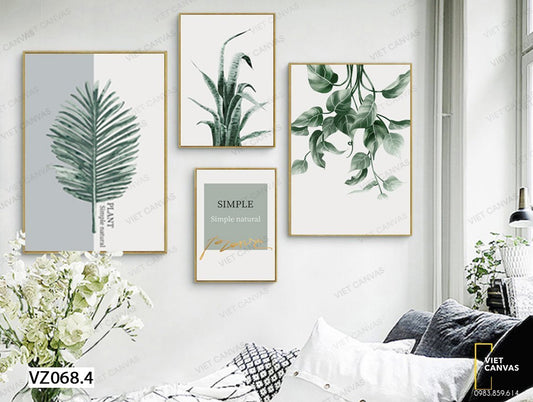 Bộ 4 Tranh Lá Cây - VZ068.4