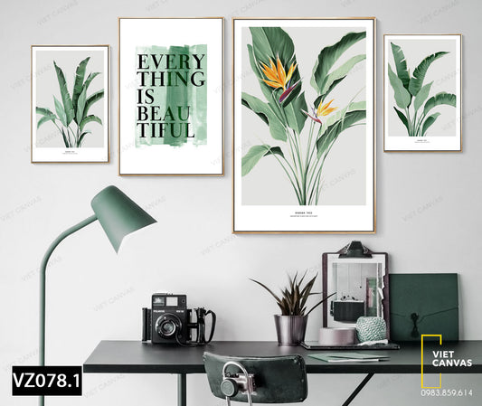 Bộ 4 Tranh Vẻ Đẹp Của Hoa Lá Cây - VZ078.1