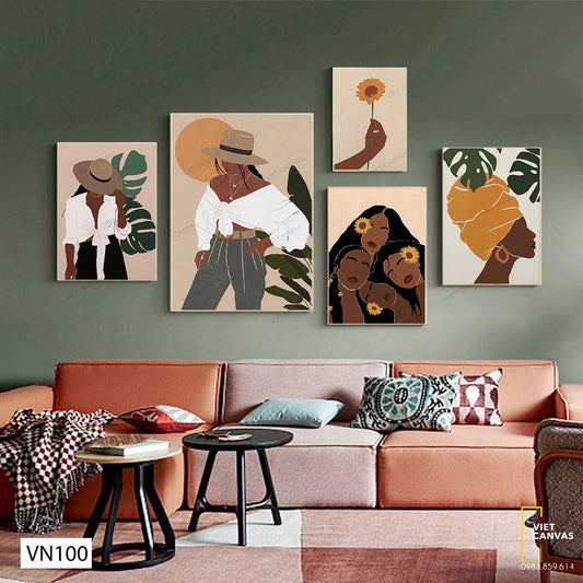 Bộ 5 Tranh Cô Gái Tối Giản - VN100