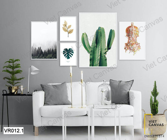 Bộ 5 Xương Rồng Và Lá Cây - VR012.1