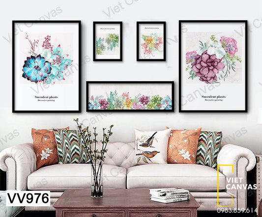 Bộ 5 Tranh Sen Đá - VV976