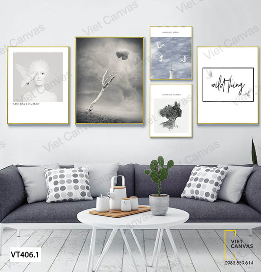 Bộ 5 Tranh Cô Gái Và Bầu Trời - VT406.1