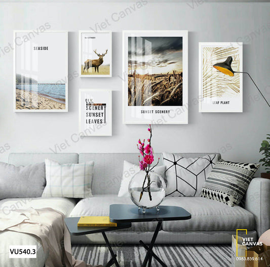 Bộ 5 Tranh Bãi Biển Và Đồng Lúc Mạch - VU540.3