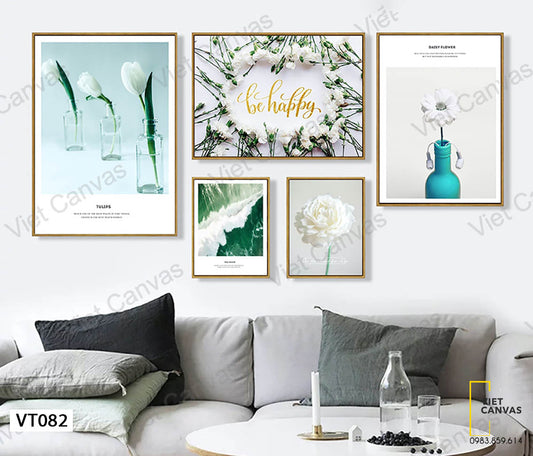 Bộ 5 Tranh Hoa Và Quotes - VT082
