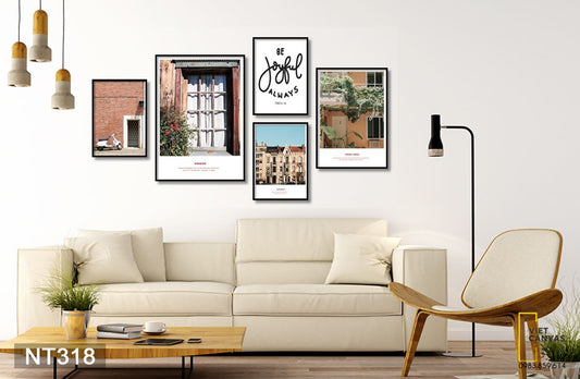 Bộ 5 Tranh "Be Joyful Always" Nghệ Thuật - NT318