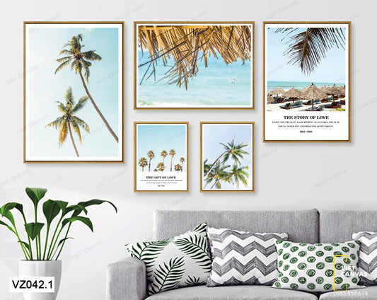 Bộ 5 Tranh Biển Xanh Và Cây Dừa - VZ042.1
