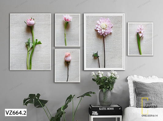 Bộ 5 Tranh Bông Hoa Hồng Nhẹ Nhàng - VZ664.2