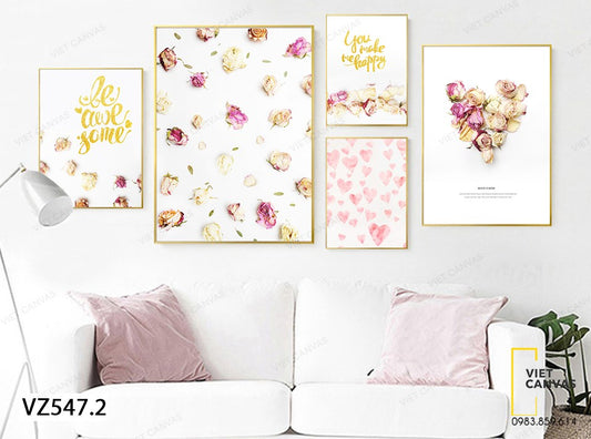 Bộ 5 Tranh Bông Hồng Khoe Sắc - VZ547.2
