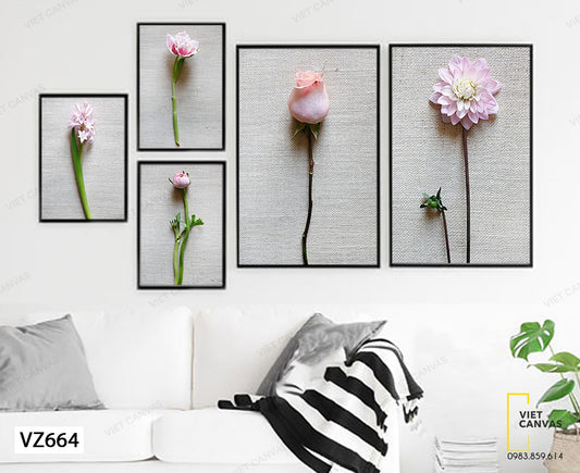 Bộ 5 Tranh Bông Hồng Đơn Giản - VZ664