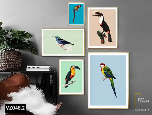 Bộ 5 Tranh Các Loài Chim - VZ048.2