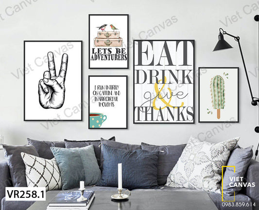 Bộ 5 Tranh Bàn Tay Và Quotes - VR258.1