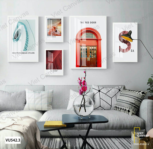 Bộ 5 Tranh Cánh Cổng Và Chim Hồng Hạc - VU542.3