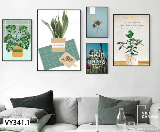 Bộ 5 Tranh Cây Và Quotes - VY341.1