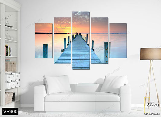 Bộ 5 Tranh Cây Cầu Gỗ Giữa Biển - VR400