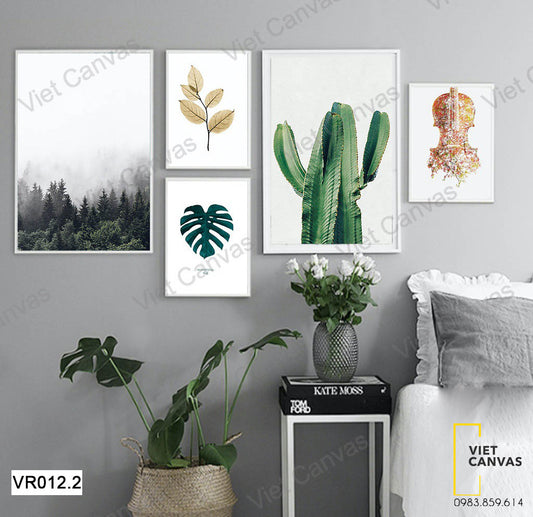 Bộ 5 Tranh Lá Cây Và Xương Rồng - VR012.2