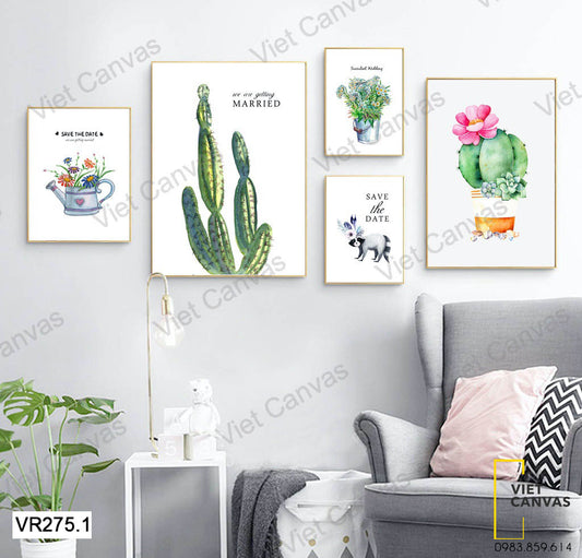 Bộ 5 Tranh Cây Xương Rồng Và Con Chồn - VR275.1