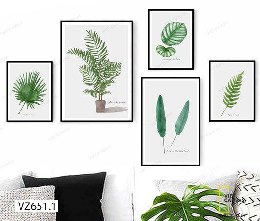 Bộ 5 Tranh Chiếc Lá Xanh - VZ651.1