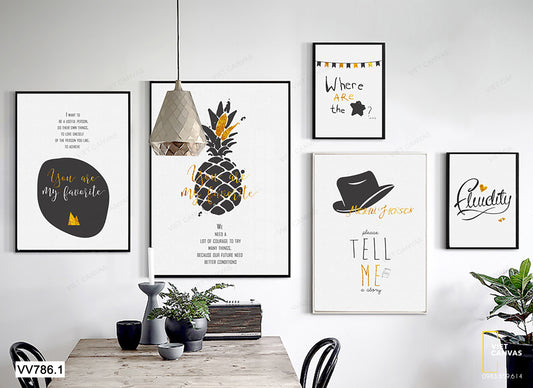 Bộ 5 Tranh Chiếc Nón Và Quả Dứa - VV786.1