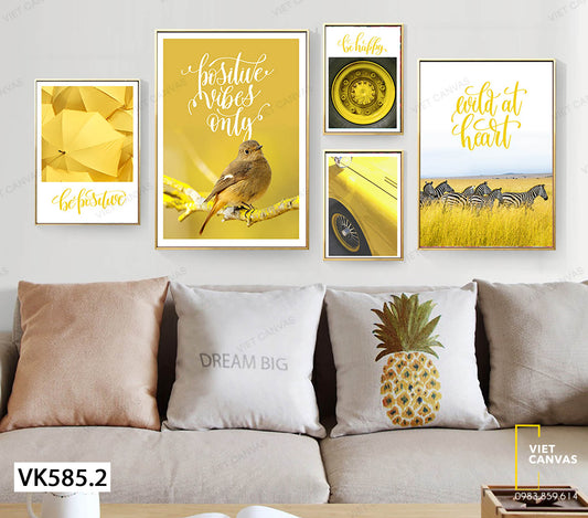 Bộ 5 Tranh Chim, Ngựa Vằn, Ô Tô Và Ô Vàng - VK585.2