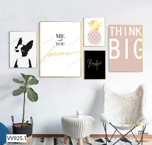 Bộ 5 Tranh Chú Chó Và Trái Dứa - VV925.1