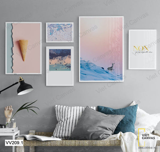 Bộ 5 Tranh Chú Hưu Và Vỏ Kem Ốc Quế - VV209.1