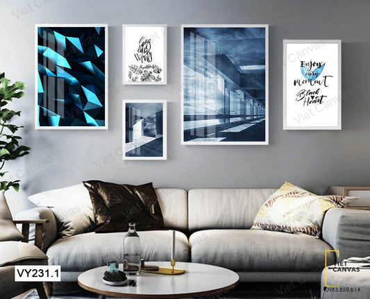 Bộ 5 Tranh Quotes Và Khối Hình Nghệ Thuật - VY231.1