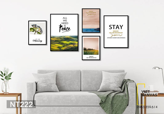 Bộ 5 Tranh Ruộng Bậc Thang Và Quotes - NT222
