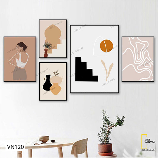 Bộ 5 Tranh Cô Gái Và Hình Vẽ - VN120