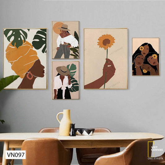 Bộ 5 Tranh Cô Gái Và Hoa - VN097