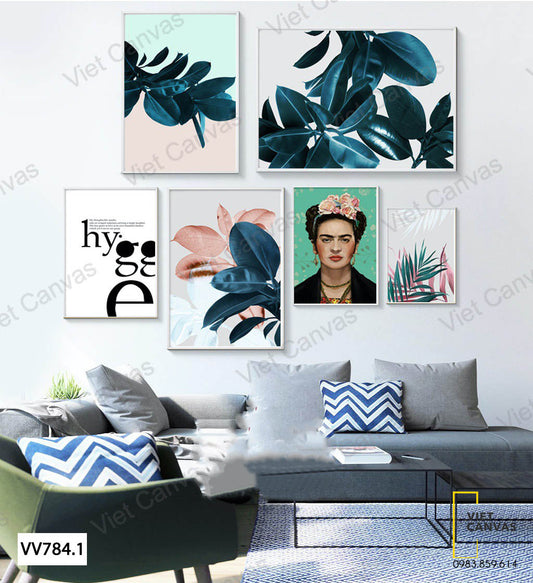 Bộ 6 Tranh Cô Gái Và Lá Cây - VV784.1