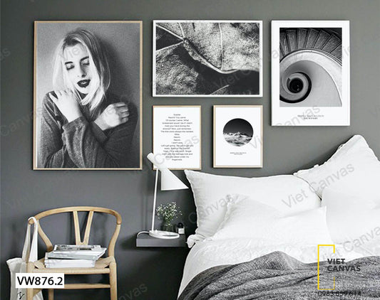 Bộ 5 Tranh Cô Gái Và Vòng Xoáy Cầu Thang - VW876.2