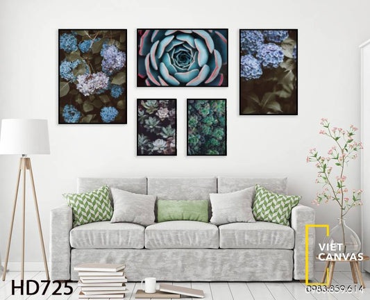 Bộ 5 Tranh Sen Đá Ấn Tượng - HD725