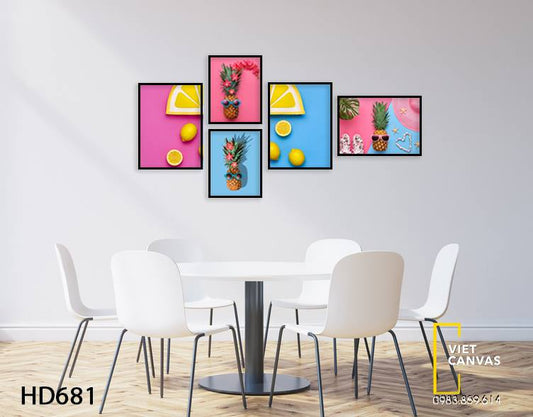 Bộ 5 Tranh Dứa Và Những Lát Chanh Tươi - HD681