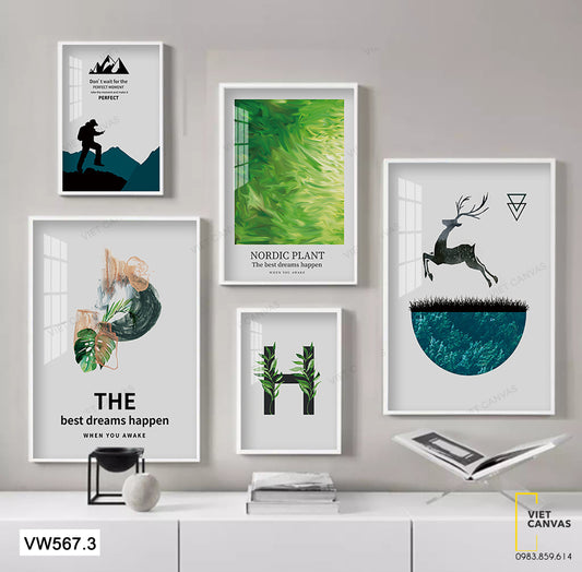 Bộ 5 Tranh Con Hươu Và Đồng Cỏ - VW567.3