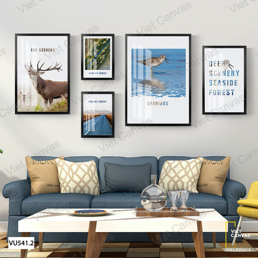 Bộ 5 Tranh Con Hươu Và Chim Biển - VU541.2