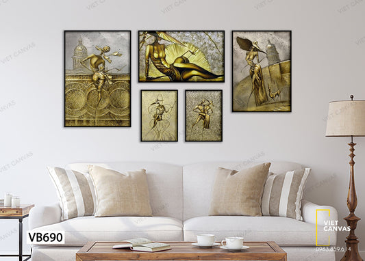 Bộ 5 Tranh Điệu Khiêu Vũ Của Cô Gái - VB690