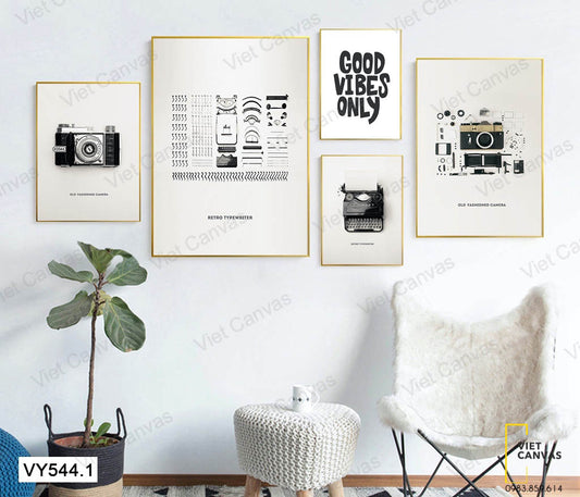 Bộ 5 Tranh Máy Ảnh Vintage Và Quotes - VY544.1