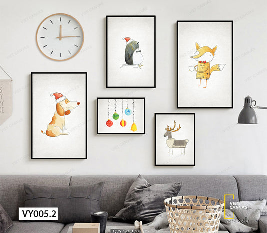 Bộ 5 Tranh Động Vật Vui Nhộn - VY005.2