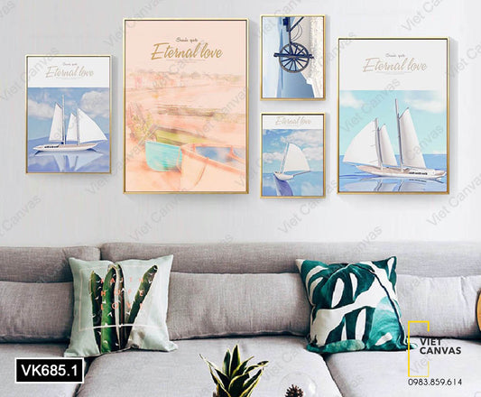 Bộ 5 Tranh Du Thuyền Trên Biển - VK685.1