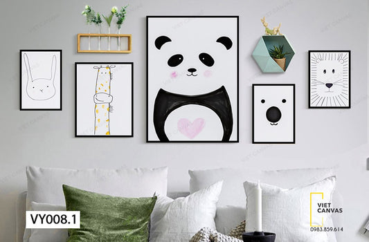 Bộ 5 Tranh Gấu Trúc Và Những Người Bạn - VY008.1