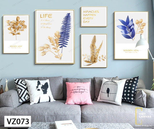 Bộ 5 Tranh Lá Cây Và Quotes - VZ073