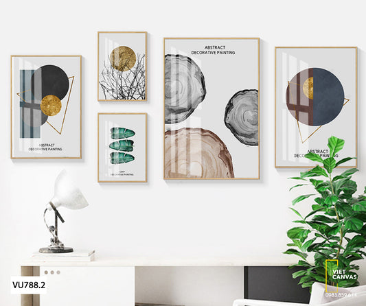 Bộ 5 Tranh Hình Học Và Vân Gỗ - VU788.2
