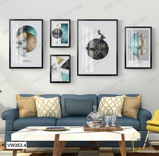Bộ 5 Tranh Hình Khối Nghệ Thuật - VW353.4