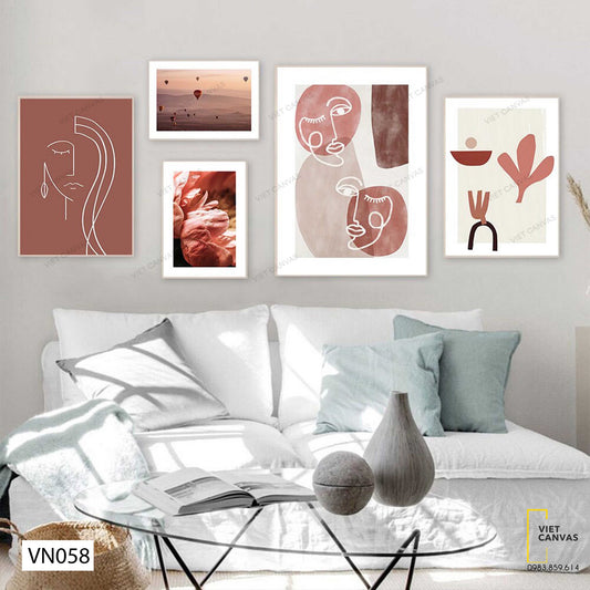 Bộ 5 Tranh Hình Vẽ Tối Giản - VN058