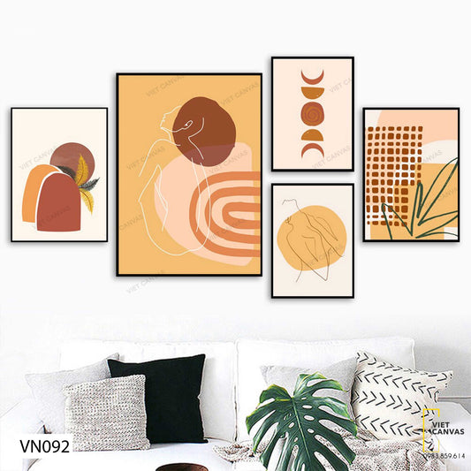 Bộ 5 Tranh Hình Vẽ Tối Giản - VN092