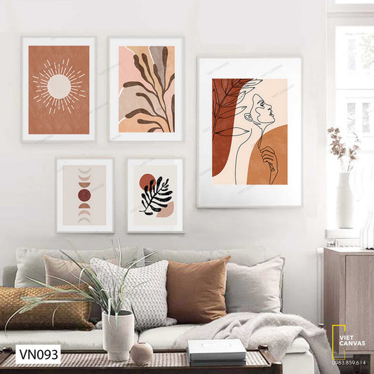 Bộ 5 Tranh Hình Vẽ Tối Giản - VN093