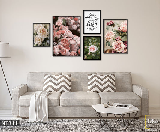 Bộ 5 Tranh Hoa Hồng Nhẹ Nhàng Ấn Tượng - NT311