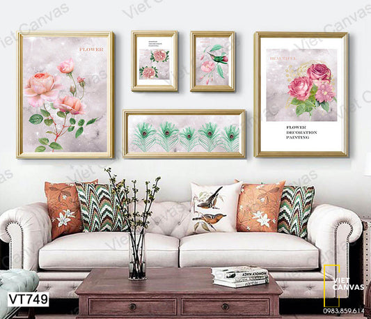 Bộ 5 Tranh Hoa Hồng - VT749