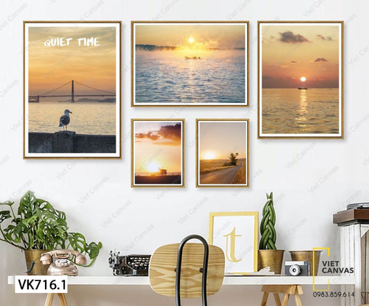 Bộ 5 Tranh Biển Hoàng Hôn - VK716.1