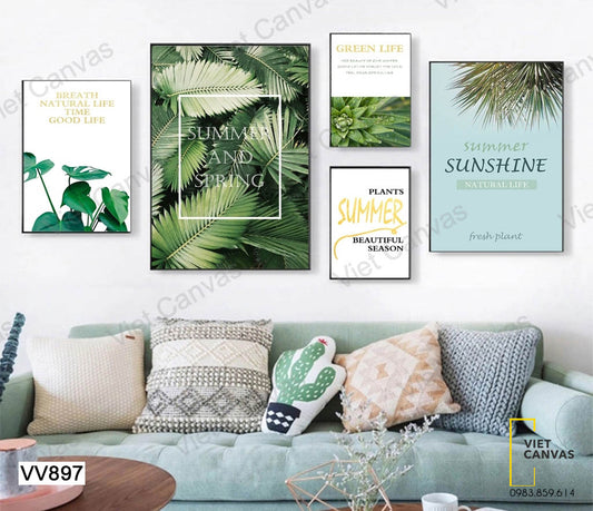 Bộ 5 Tranh Lá Cây - VV897